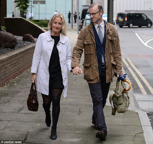 Katherine Simpson (pictured with her husband Jonathan) sent details of his antics with the woman to the victim