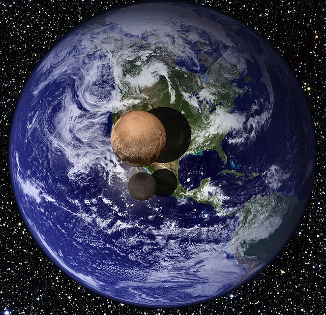 Сравнение Земли с Плутоном и Хароном. 